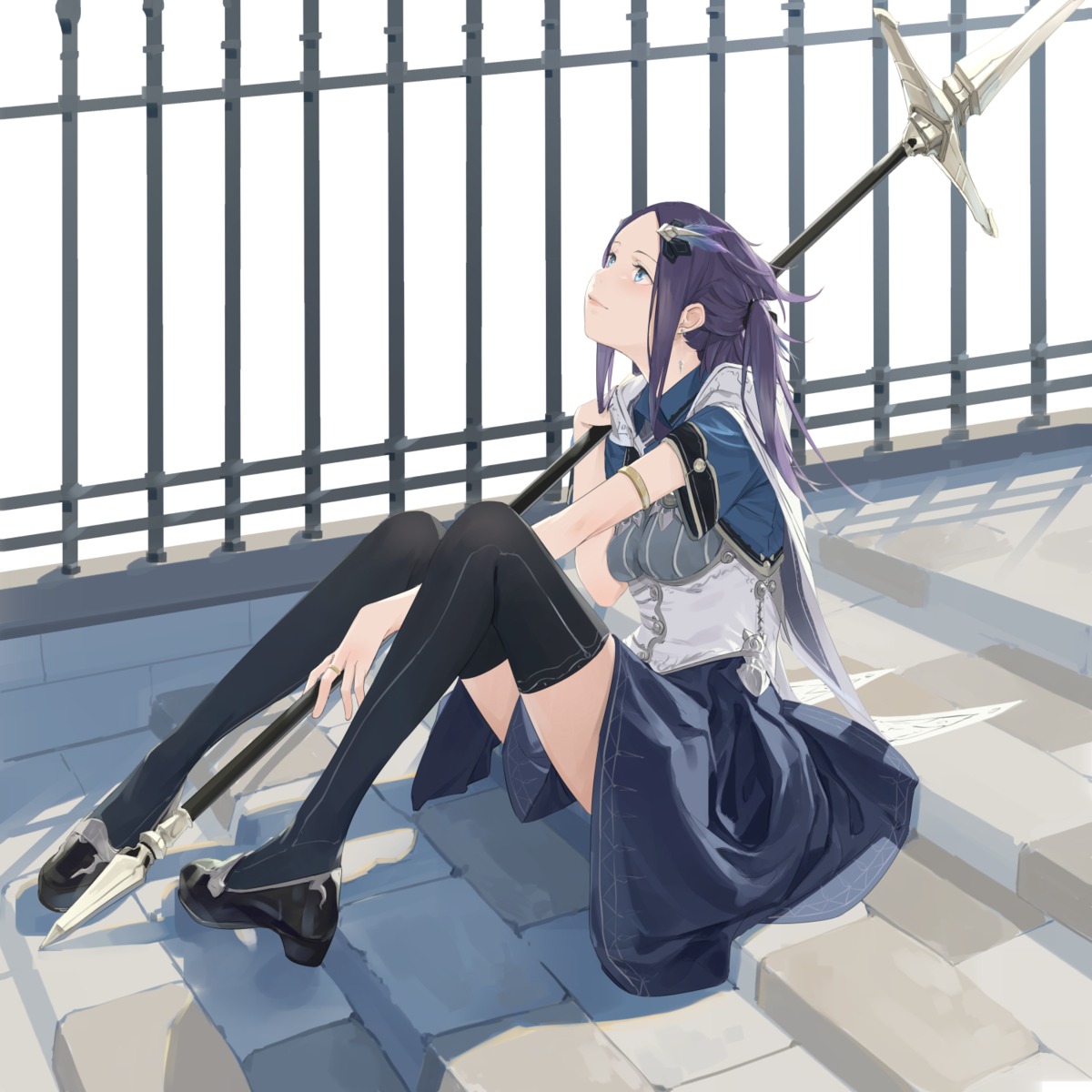 heels skirt_lift somehira_katsu thighhighs weapon