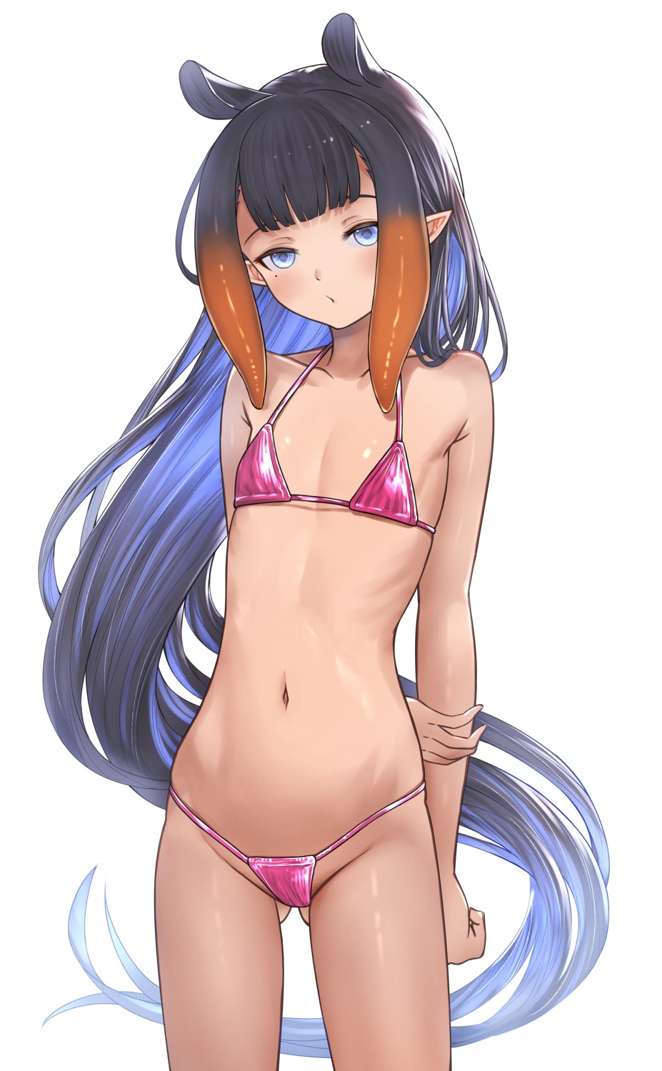 animal_ears bikini hololive hololive_english honkivampy loli ninomae_ina'nis pointy_ears swimsuits thong