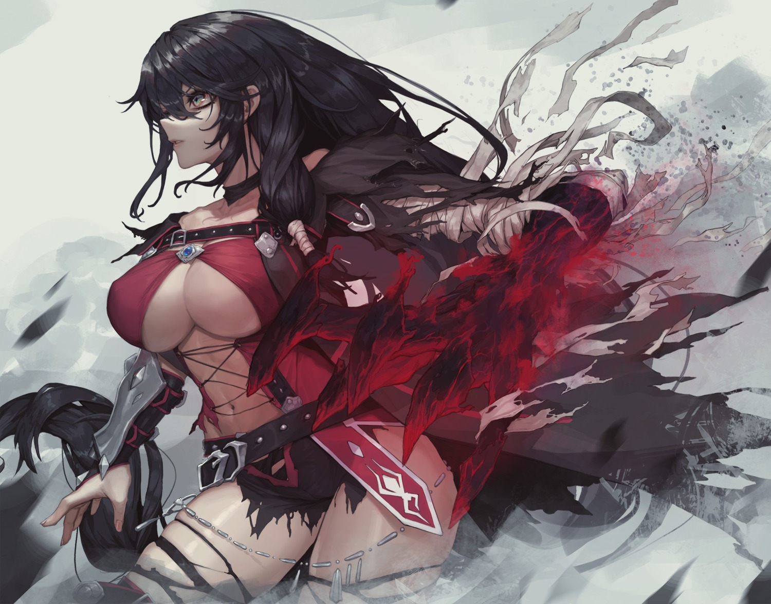 bandages no_bra tales_of tales_of_berseria thighhighs torn_clothes tunamayo_(dsasd751) velvet_crowe