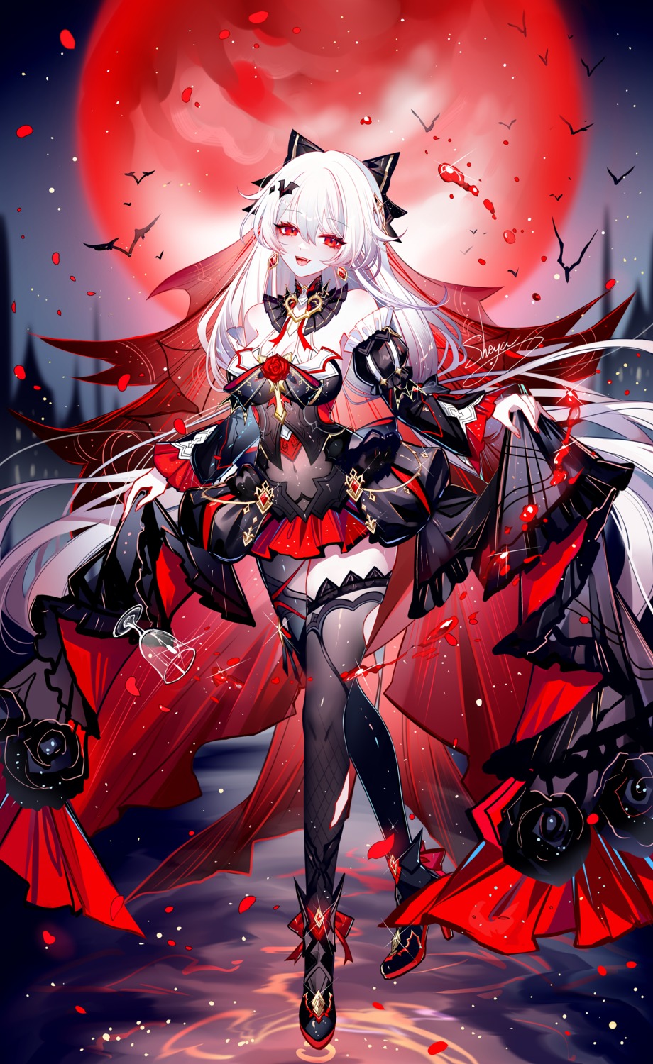 benghuai_xueyuan heels honkai_impact see_through sheya skirt_lift theresa_apocalypse thighhighs