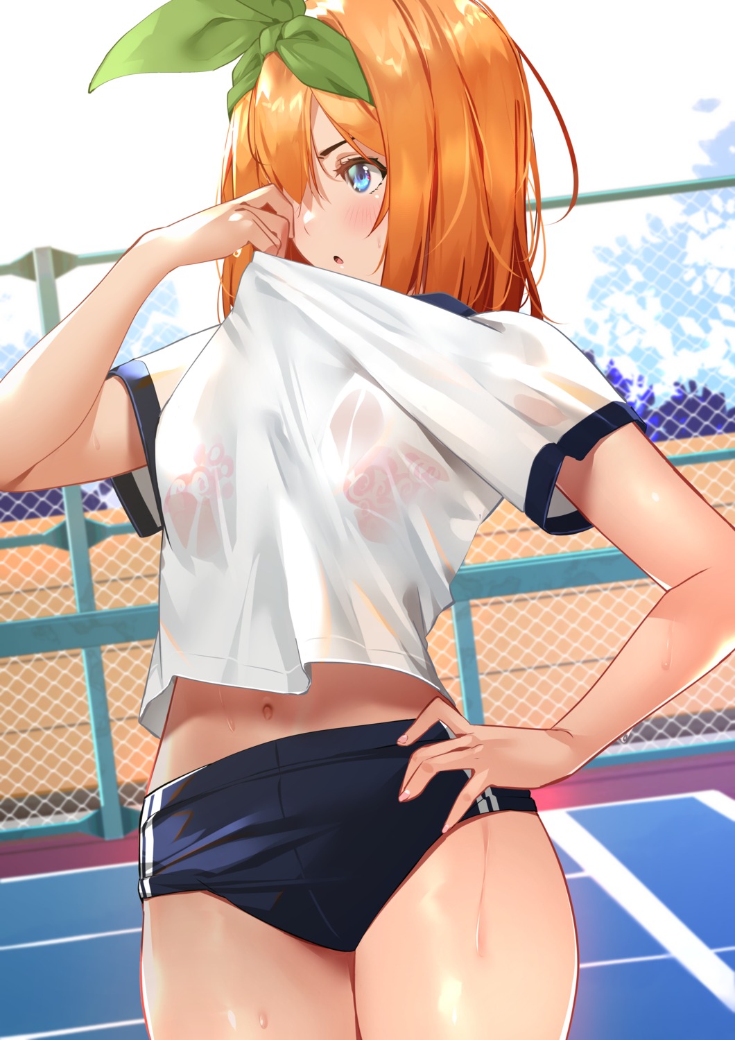 5-toubun_no_hanayome bra buruma gym_uniform nakano_yotsuba see_through sydus wet wet_clothes