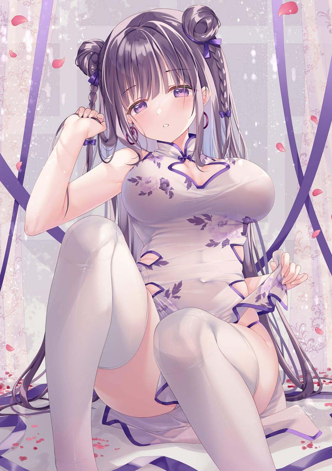 chinadress pantsu see_through skirt_lift thighhighs twinbox