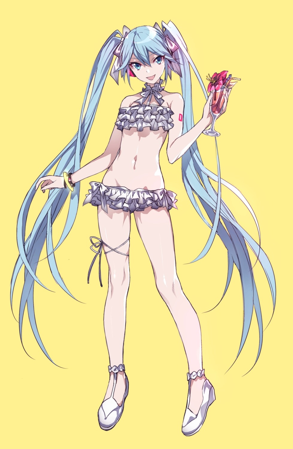 hatsune_miku headphones heels maruchi swimsuits tattoo vocaloid