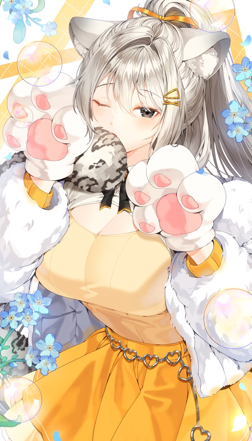 animal_ears cleavage nekomimi sayan