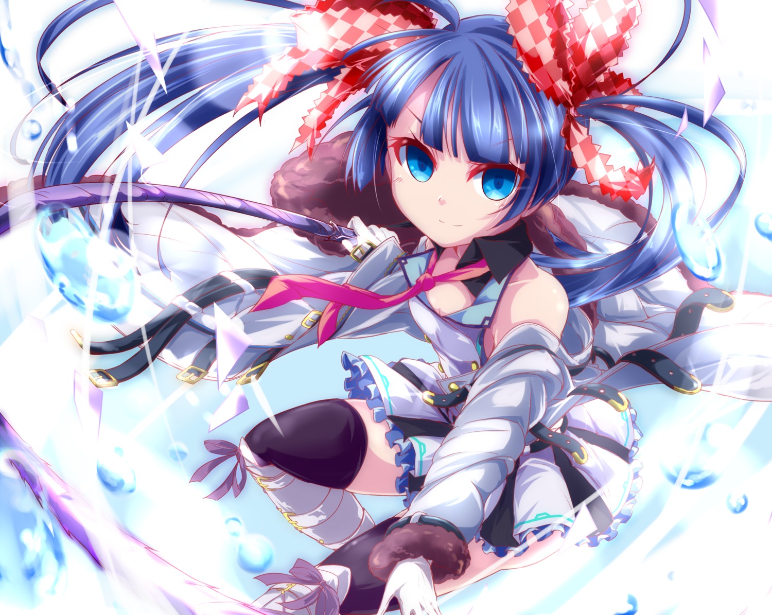 crash_fever forneus_(crash_fever) nanaume_(shichimi_tougarashi) thighhighs weapon