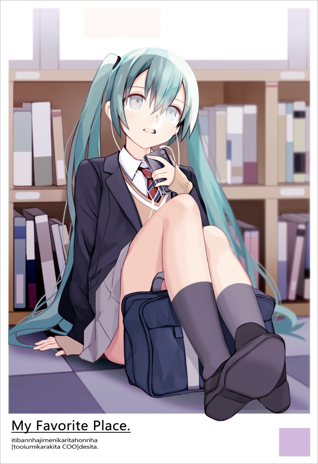 hatsune_miku headphones kari_kenji seifuku sweater vocaloid