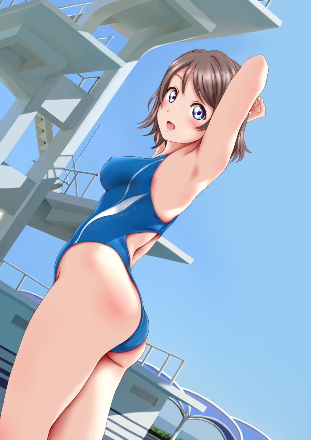 ass erect_nipples keisuke_(pixiv1010562) love_live!_sunshine!! swimsuits watanabe_you