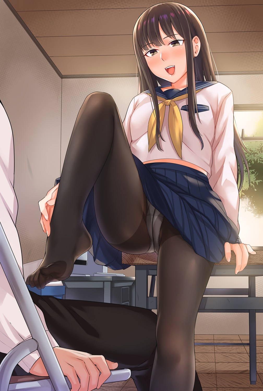 cameltoe feet kyuuso_inukami pantsu pantyhose seifuku