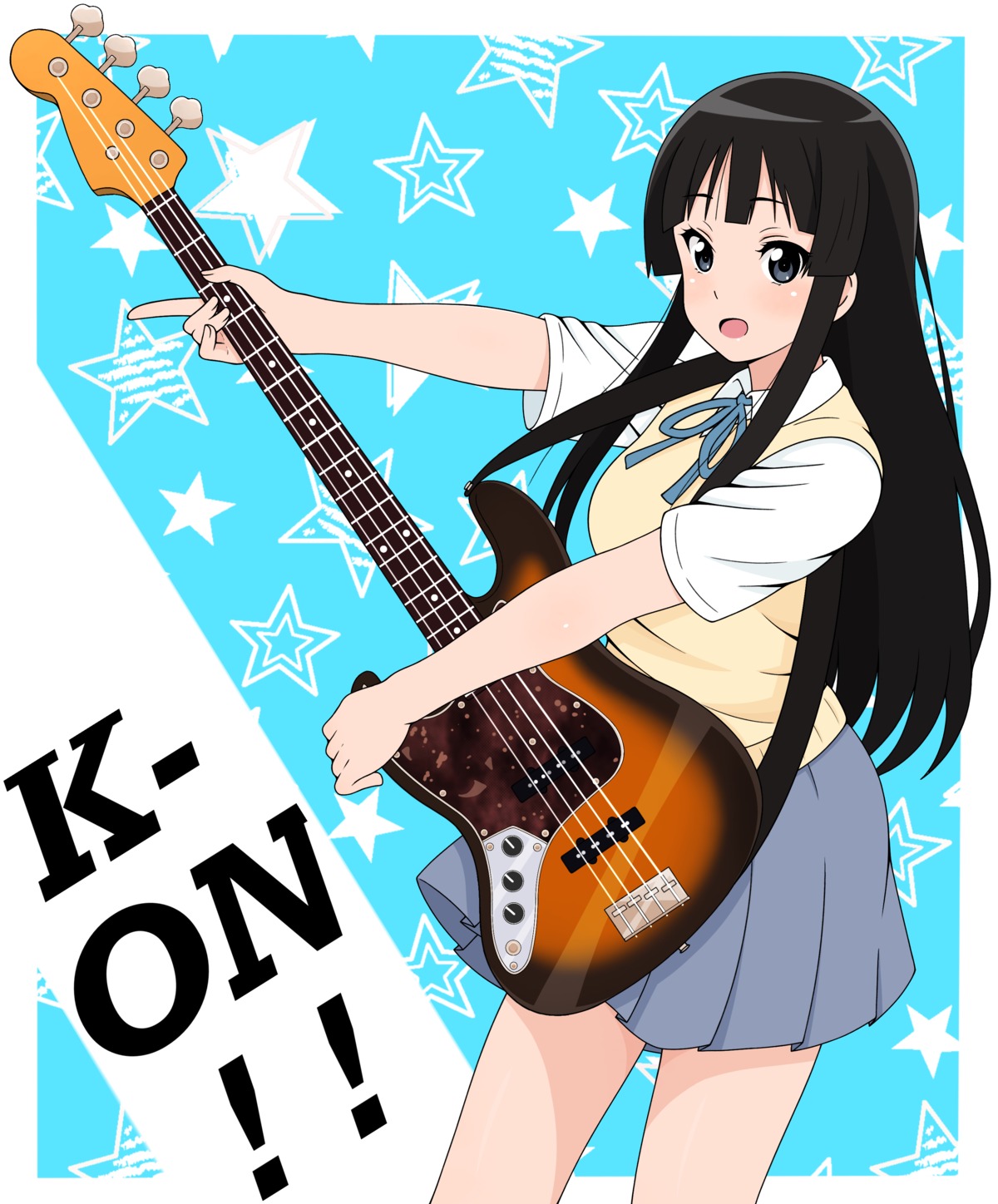 akiyama_mio guitar ito_kashiwamochi k-on! seifuku sweater