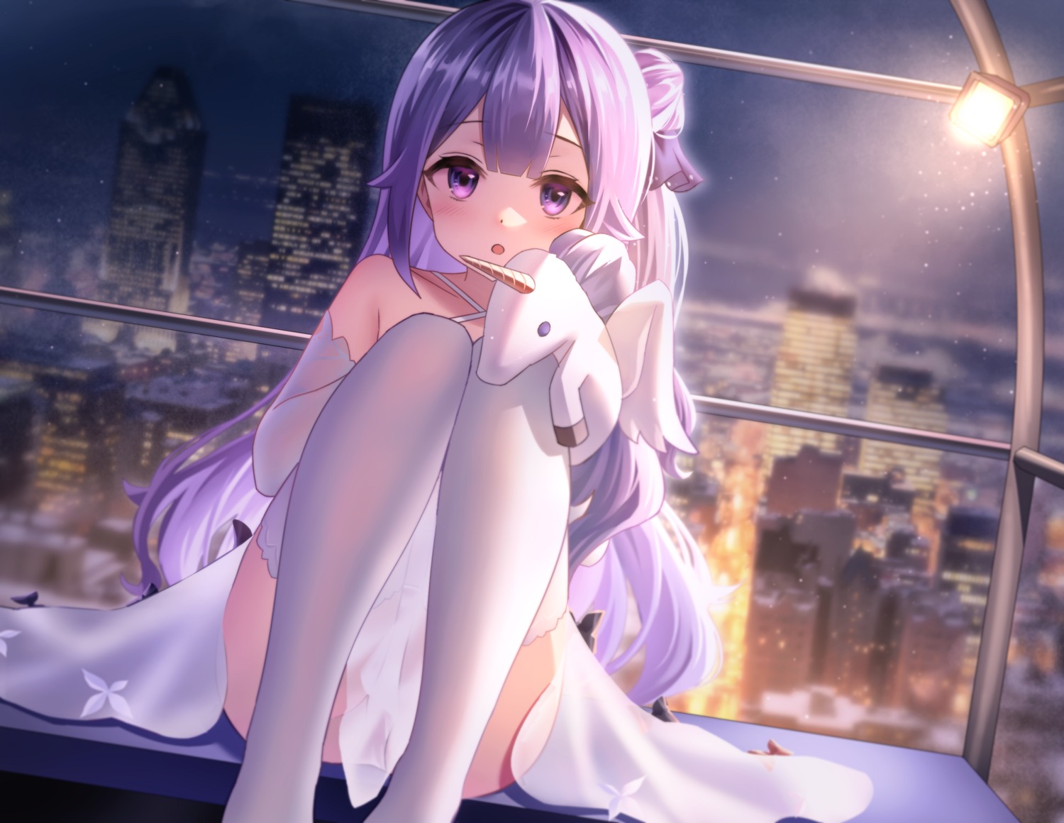 azur_lane dress loli neit_ni_sei pantsu see_through skirt_lift thighhighs unicorn_(azur_lane)