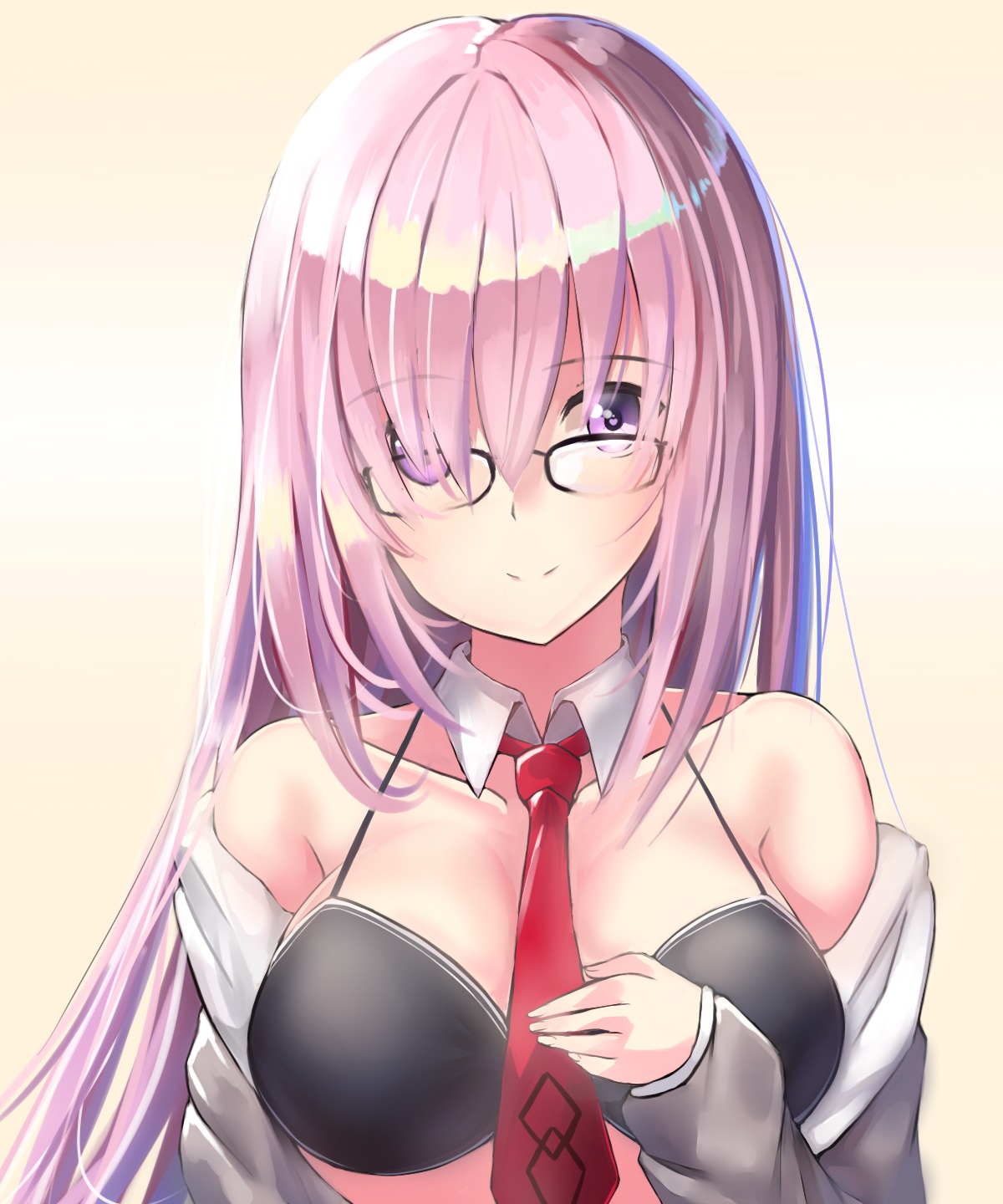 bra cleavage fate/grand_order i.f.s.f mash_kyrielight megane open_shirt