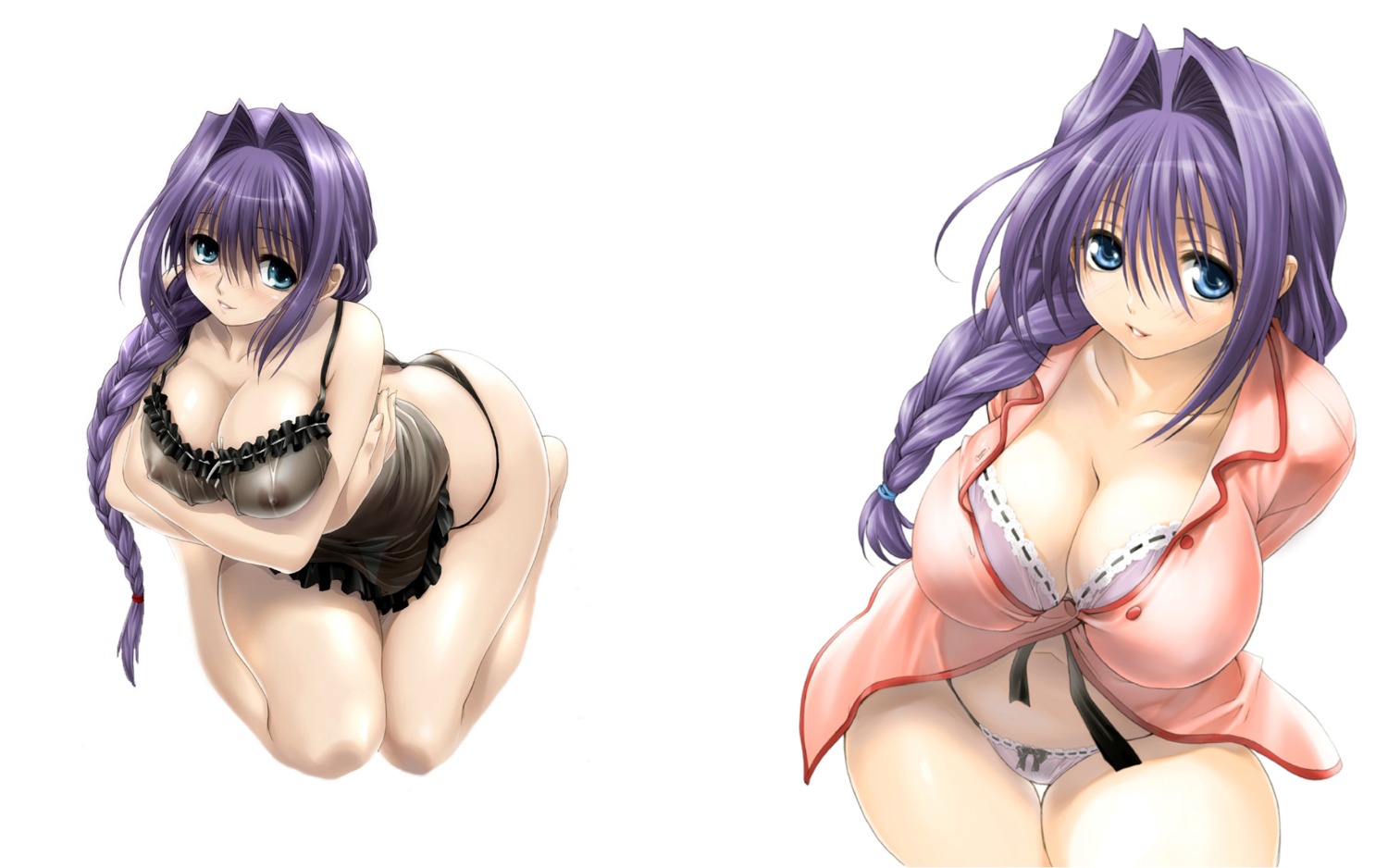 bra breast_hold cleavage kanon lingerie minase_akiko mitarashi_club mitarashi_kousei nipples pantsu photoshop see_through wallpaper