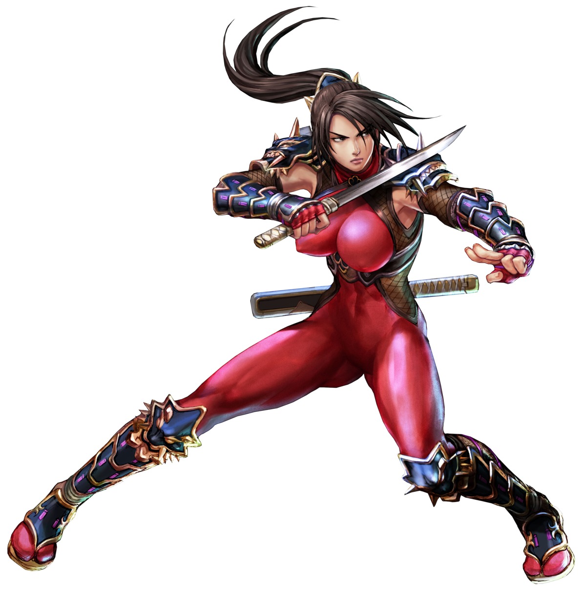 bodysuit erect_nipples fishnets namco ninja soul_calibur soul_calibur_iv sword taki