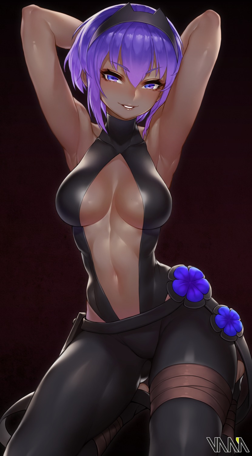 bandages cleavage fate/grand_order hassan_of_serenity_(fate) leotard no_bra pantyhose vana