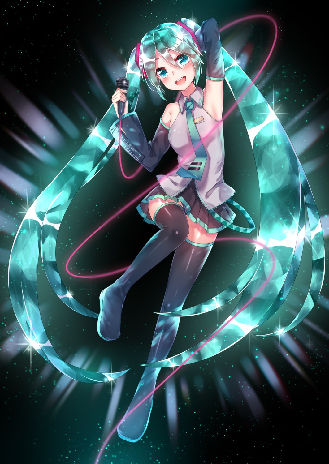 cosplay hatsune_miku houseki_no_kuni pantsu shimapan sll thighhighs vocaloid