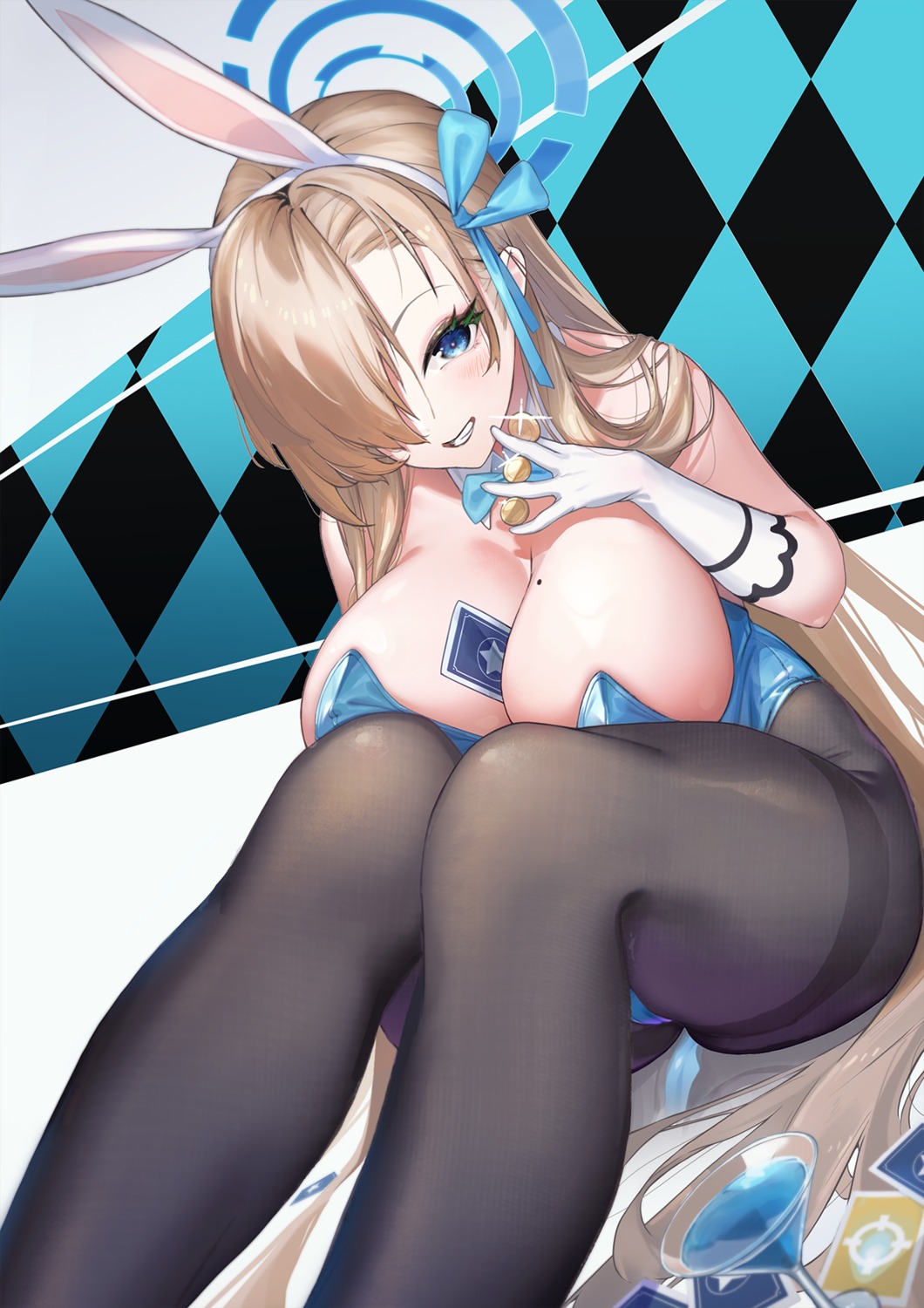 animal_ears blue_archive bunny_ears bunny_girl halo ichinose_asuna no_bra nox13 pantyhose