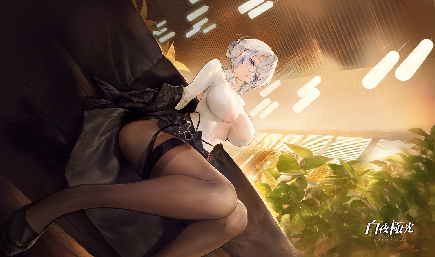 agoto alchemy_stars azure_(alchemy_stars) garter megane pantyhose