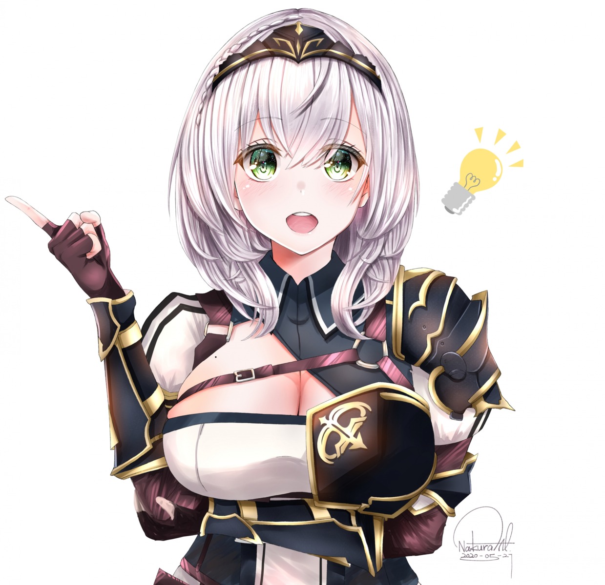 armor breast_hold hololive nakura_yuu no_bra shirogane_noel