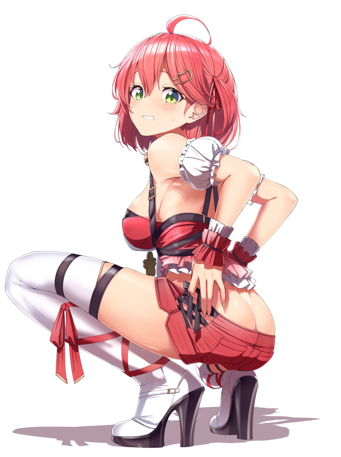 ass garter heels hololive sakura_miko shinomu_(cinomoon) thighhighs