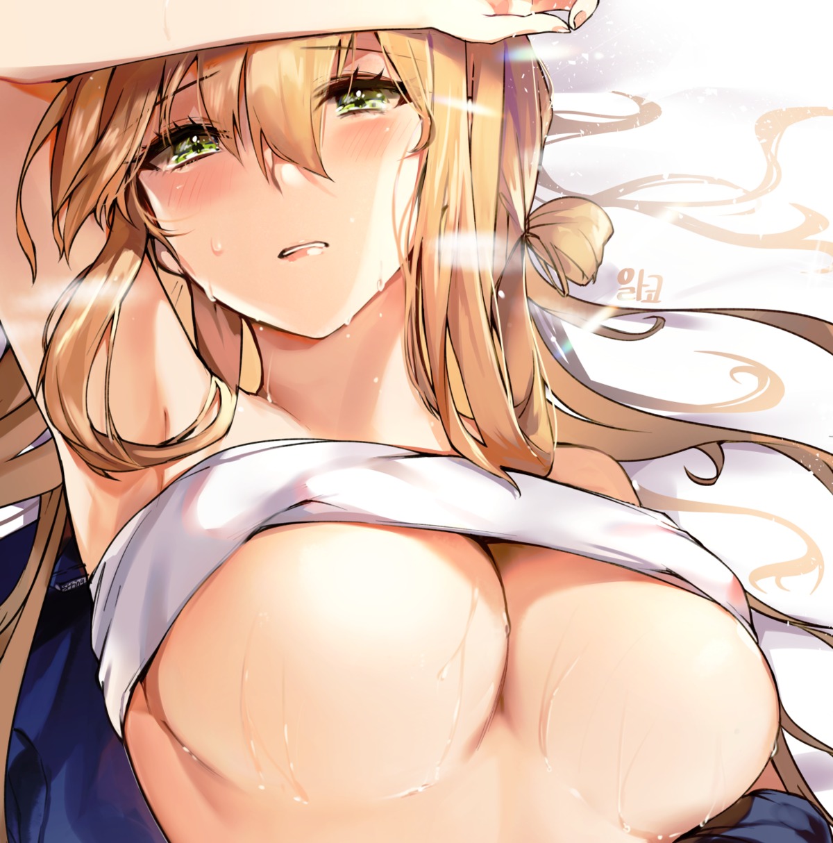 alraco girls_frontline no_bra shirt_lift springfield_(girls_frontline) underboob wet