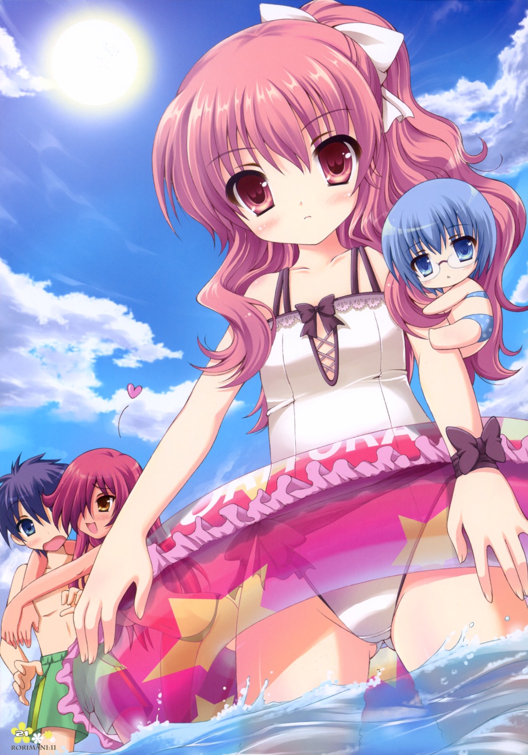 chibi hiiraga_saito kirche louise_francoise_le_blanc_de_la_valliere roritora swimsuits tabitha tsukishima_yuuko zero_no_tsukaima