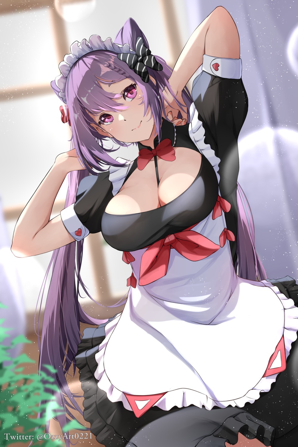 genshin_impact keqing maid no_bra ozzyart