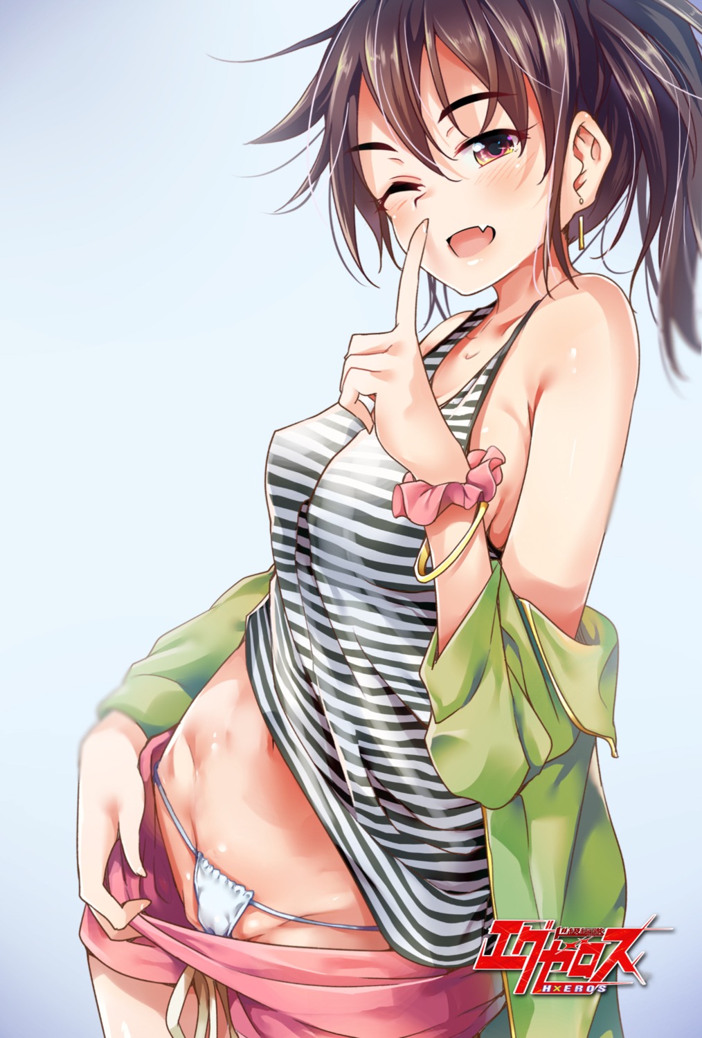 cameltoe dokyuu_hentai_hxeros erect_nipples momozono_momoka pantsu ryouma_(galley) shirt_lift undressing