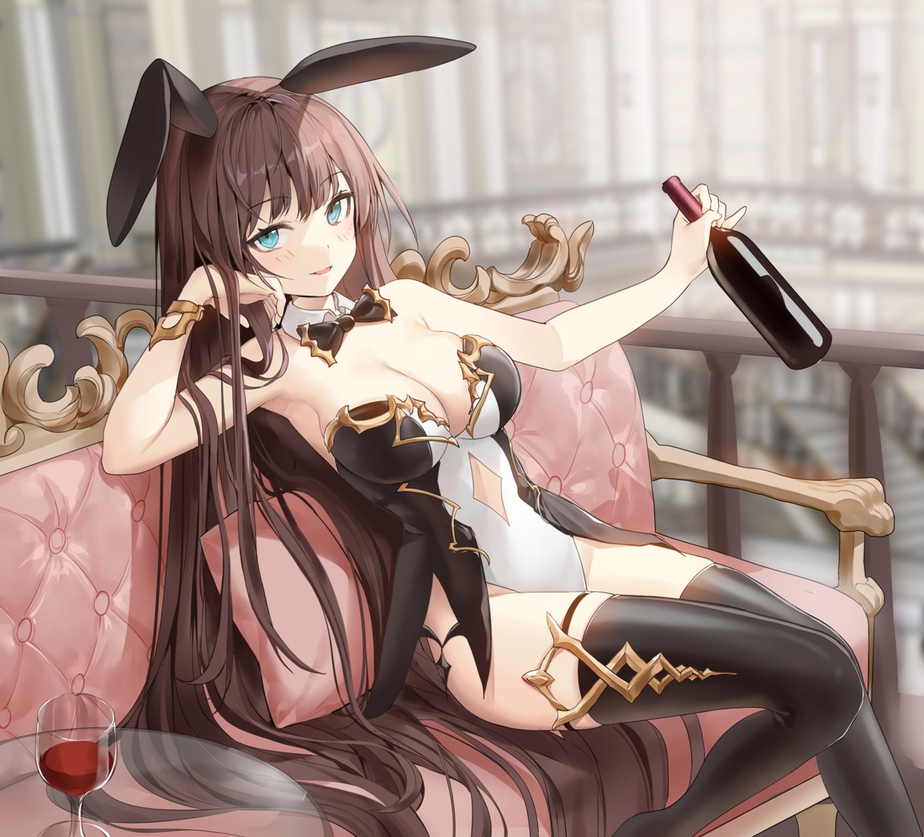 animal_ears bunny_ears bunny_girl garter no_bra ronopu thighhighs