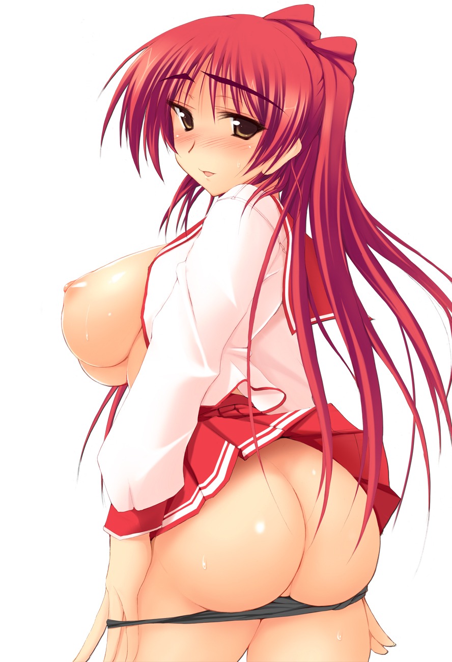 ass breasts kousaka_tamaki nipples open_shirt pantsu panty_pull seifuku to_heart_(series) to_heart_2 zekkyon