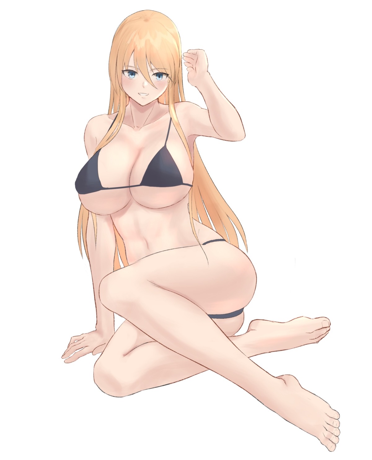 azur_lane bikini bismarck_(azur_lane) feet lom_(lom_lom_8) swimsuits thong