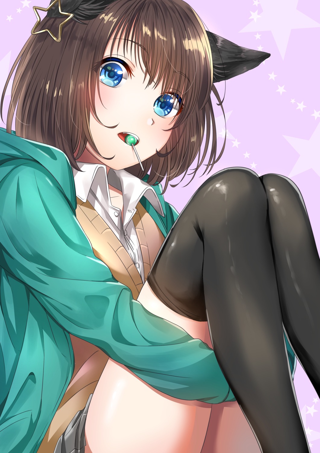 animal_ears nekomimi routo seifuku sweater thighhighs