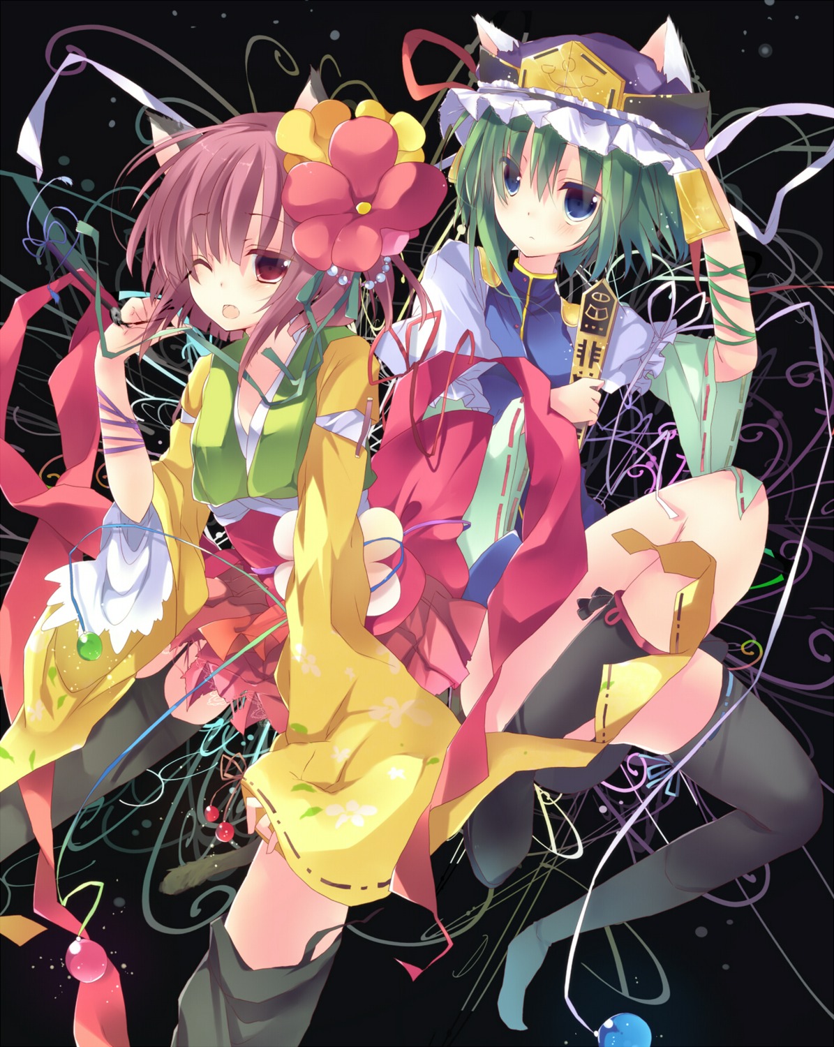 animal_ears hieda_no_akyuu japanese_clothes shikieiki_yamaxanadu sushimekabu thighhighs touhou