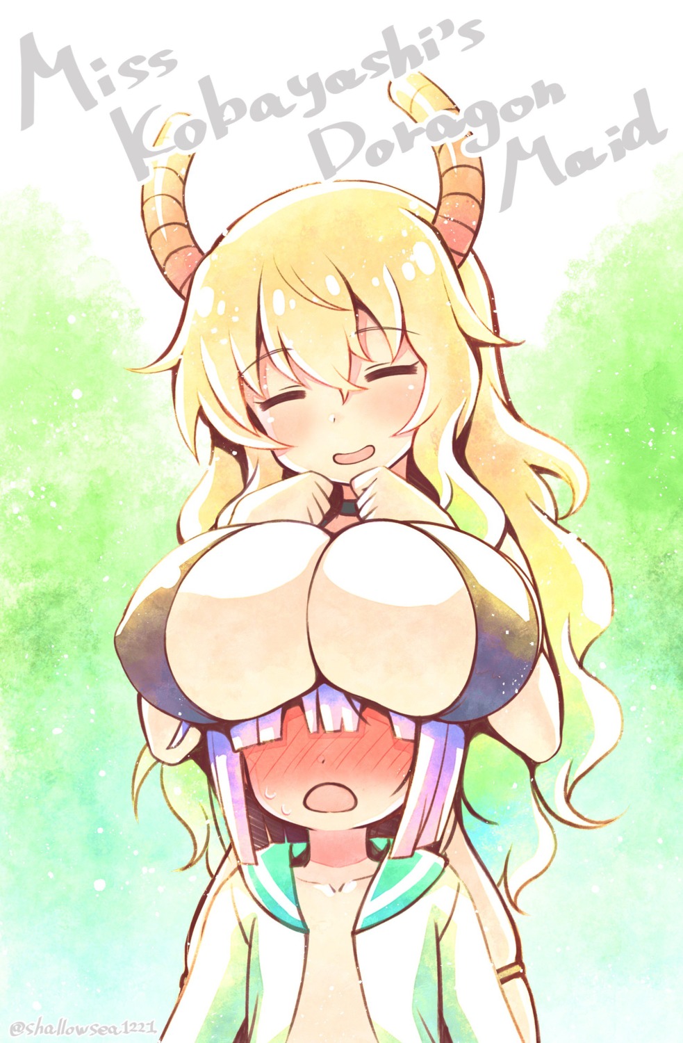 asami_asami bikini breast_hold horns kobayashi-san_chi_no_maidragon magatsuchi_shouta quetzalcoatl_(maidragon) swimsuits