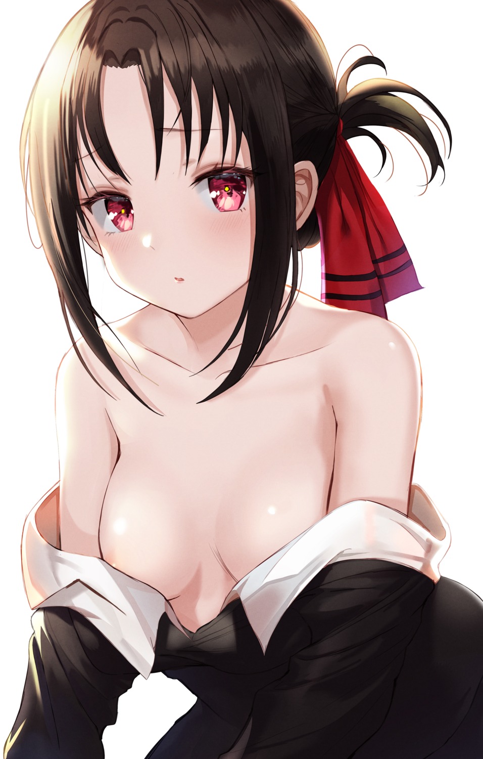 areola kaguya-sama_wa_kokurasetai_~tensai-tachi_no_renai_zunousen~ no_bra open_shirt seifuku shinomiya_kaguya sseyeng_(mgda7284) undressing