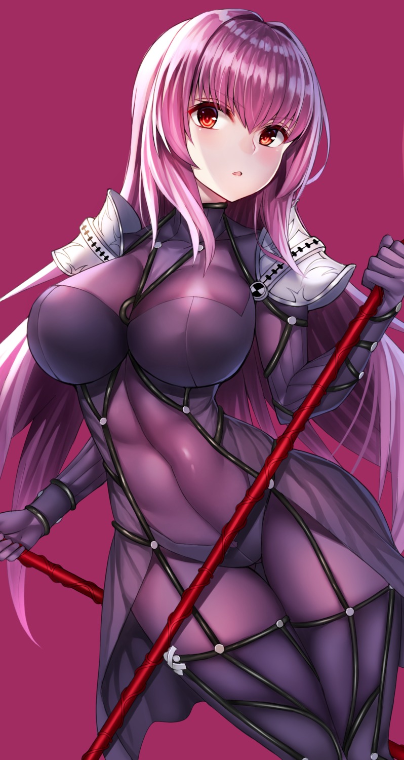 armor beeyan bodysuit fate/grand_order scathach_(fate/grand_order) thighhighs weapon