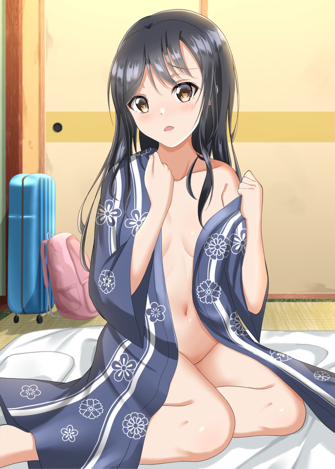 hominotsu no_bra nopan open_shirt undressing yukata