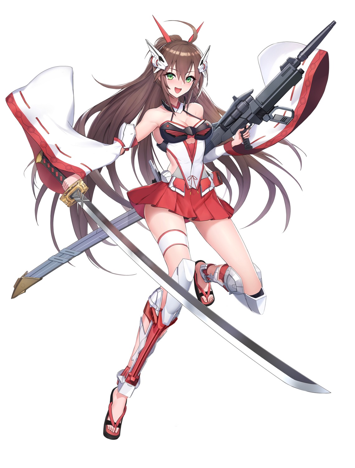 armor cleavage garter gun morichika_shuuto pantsu sword