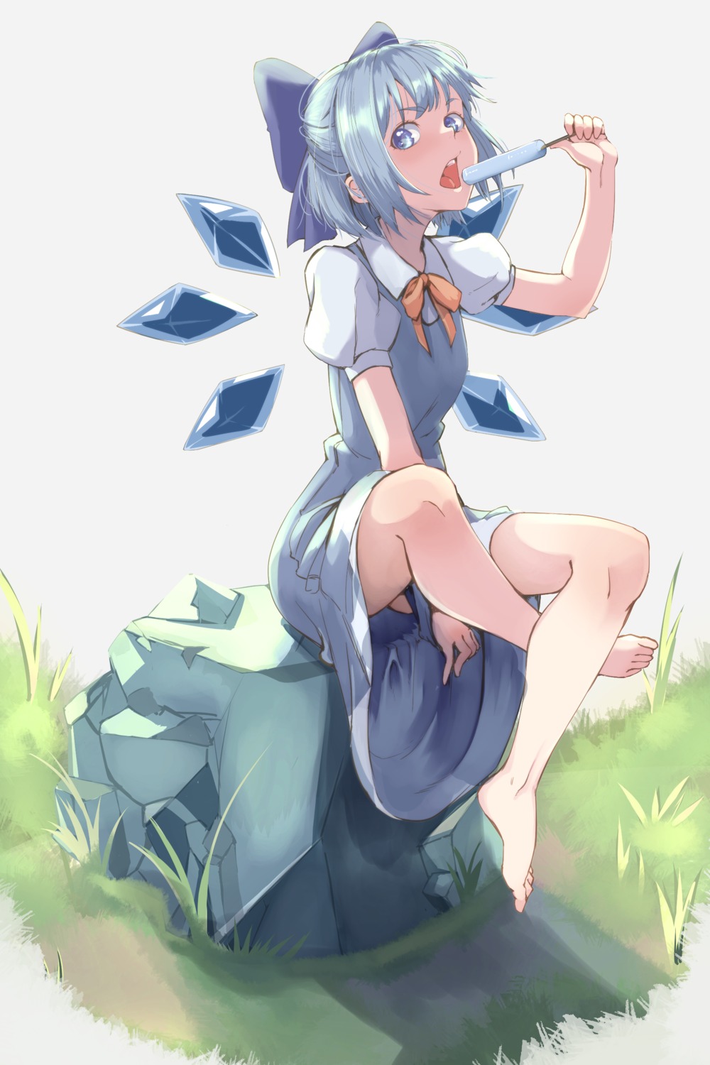 cirno dress feet jnakamura1182 skirt_lift touhou wings