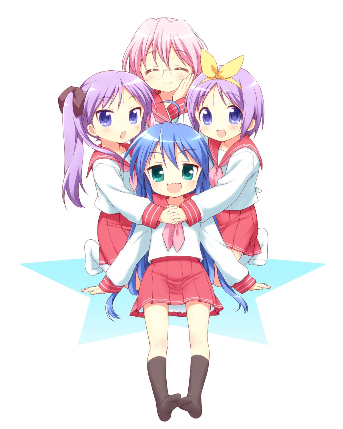 hiiragi_kagami hiiragi_tsukasa izumi_konata lucky_star mani megane seifuku takara_miyuki