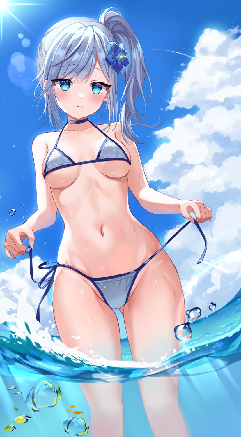 bikini mayo_(miyusa) swimsuits undressing wet