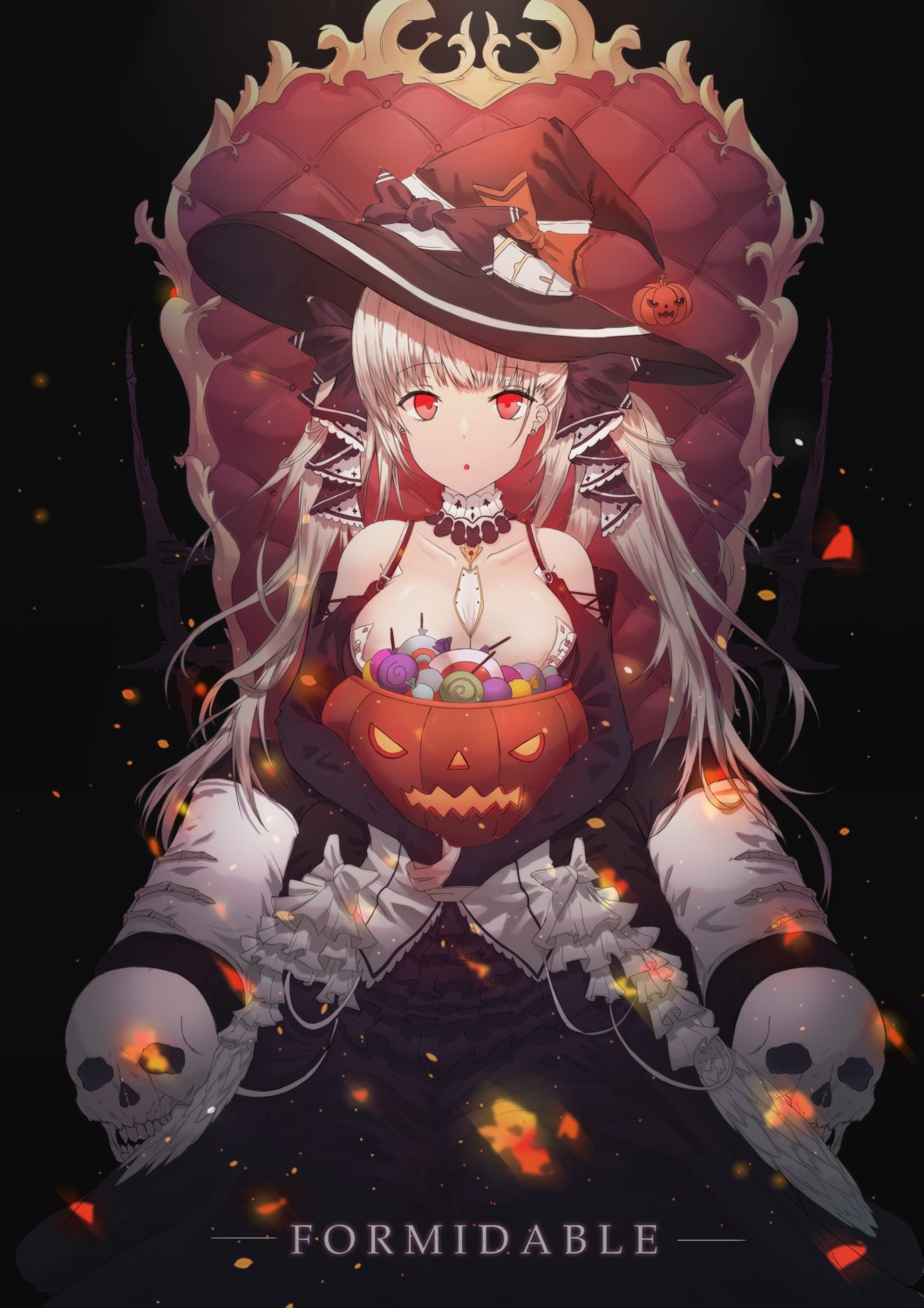 azur_lane cleavage formidable_(azur_lane) gothic_lolita halloween lolita_fashion neon_(hhs9444) witch