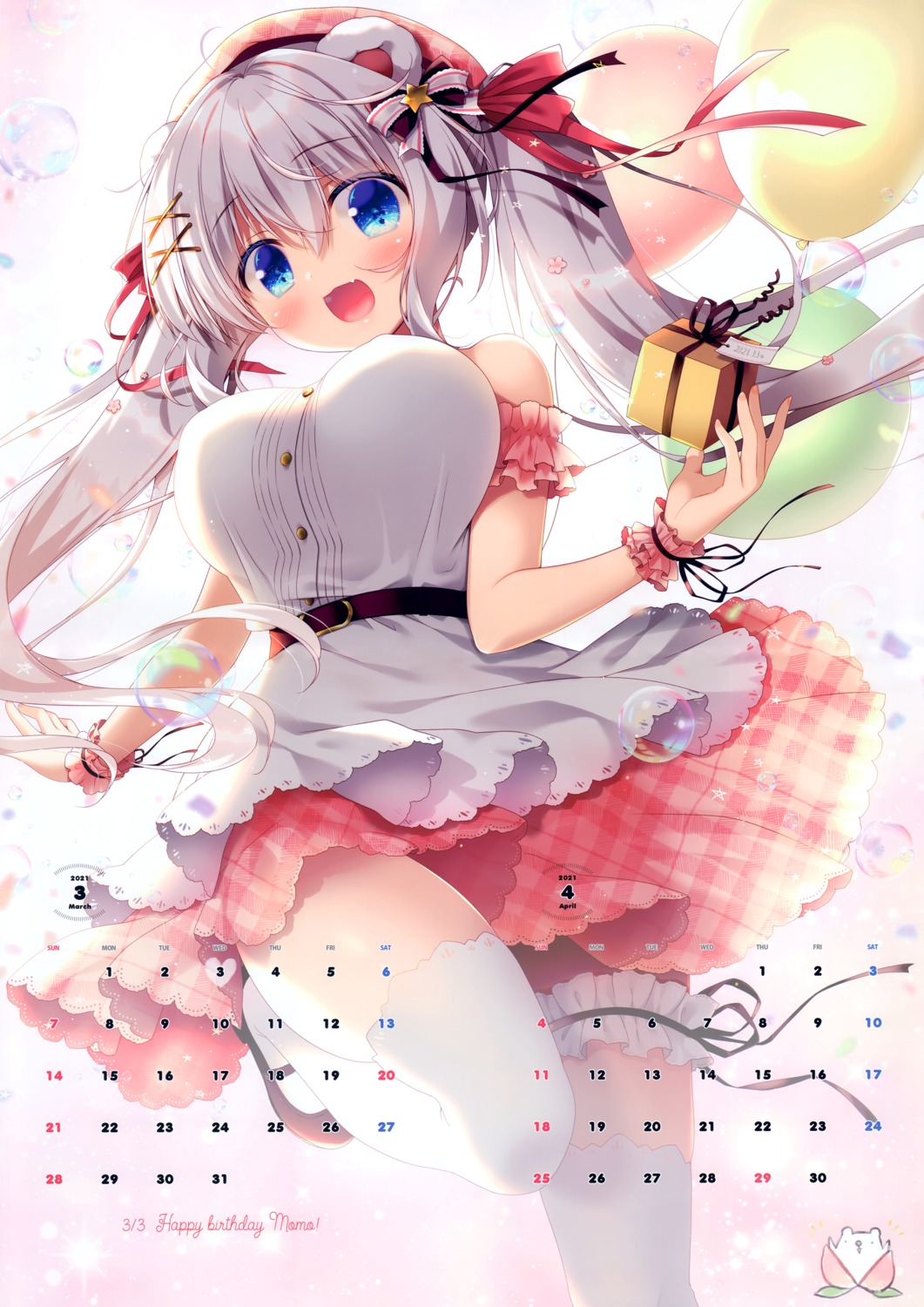 calendar dress garter momo_(sasai_saji) sasai_saji thighhighs watakubi