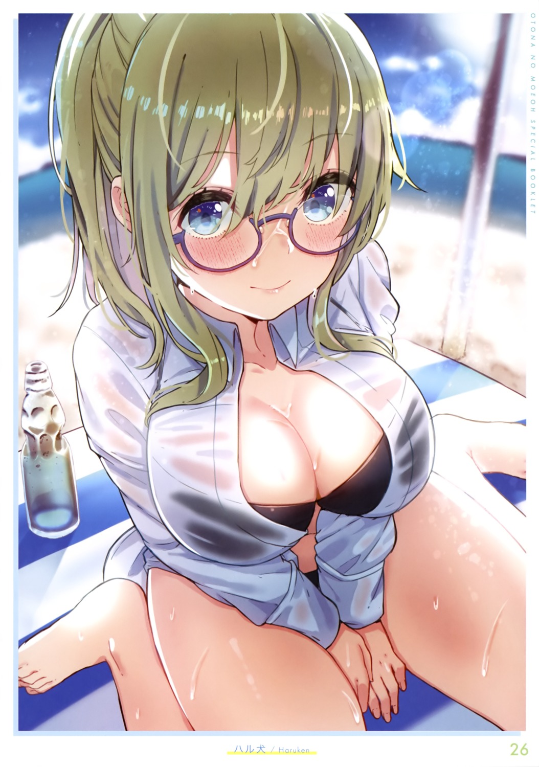 bikini dress_shirt haruken megane swimsuits wet wet_clothes