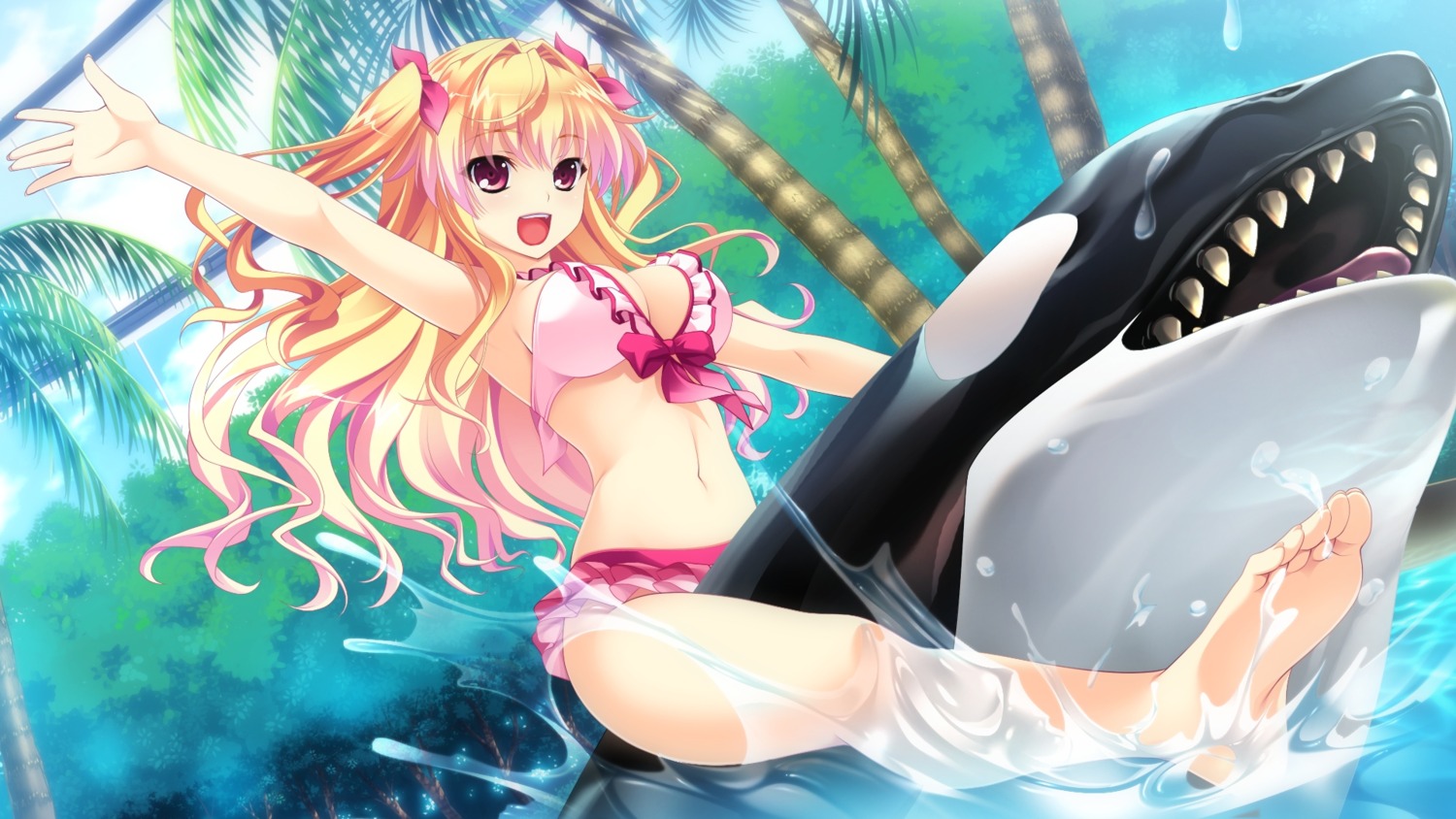 baka_moe_heart_ni_ai_wo_komete! bikini cleavage game_cg kamiwazumi_chinami praline riv swimsuits