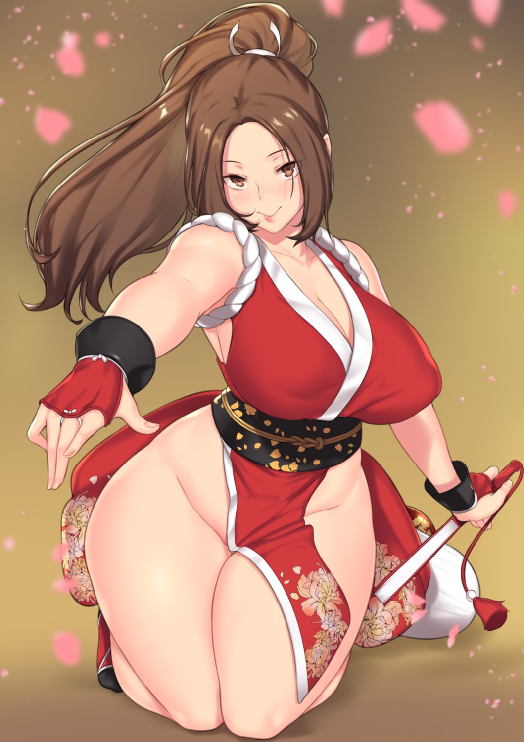 aster_crowley cleavage erect_nipples japanese_clothes king_of_fighters nopan shiranui_mai