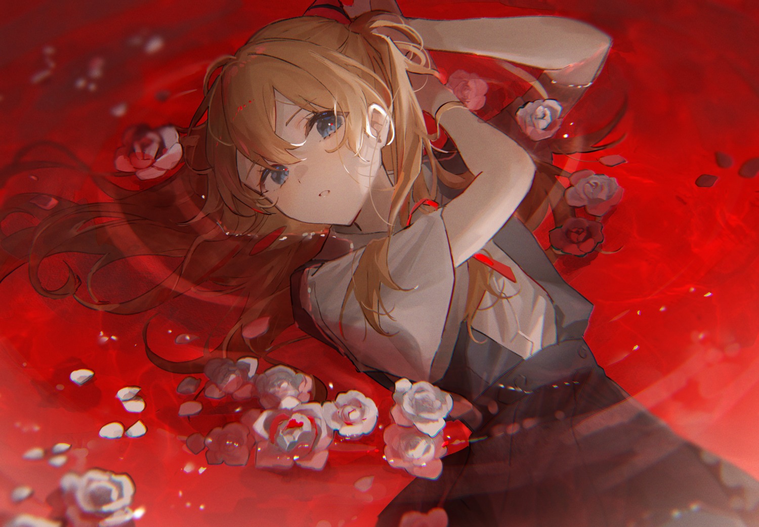 neon_genesis_evangelion oyuyu seifuku souryuu_asuka_langley wet wet_clothes