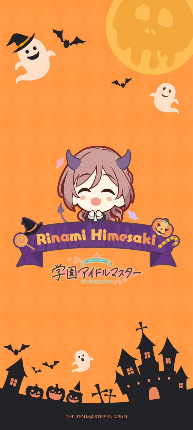 bandai_namco chibi devil gakuen_idolm@ster halloween himesaki_rinami horns seifuku sweater tagme tail the_idolm@ster