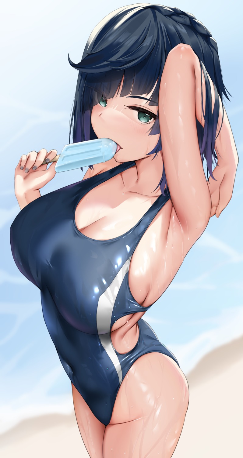 cleavage genshin_impact skai_kun swimsuits wet yelan