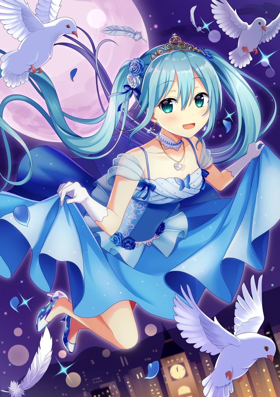 dress hatsune_miku heels skirt_lift vocaloid yuusa