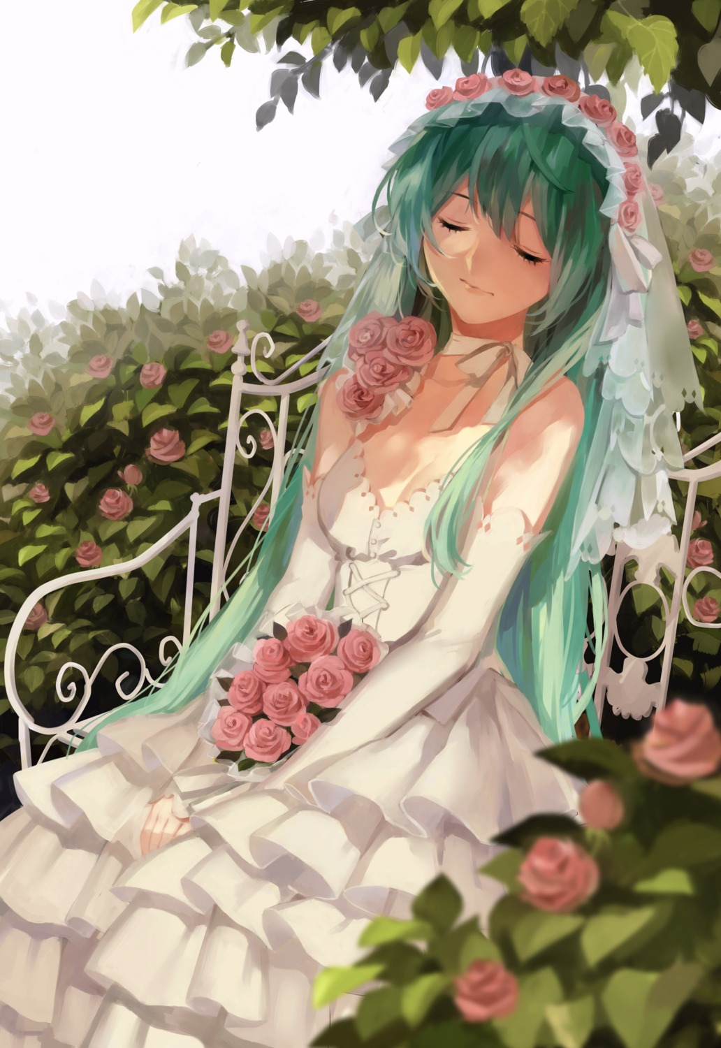 acid cleavage dress hatsune_miku vocaloid wedding_dress